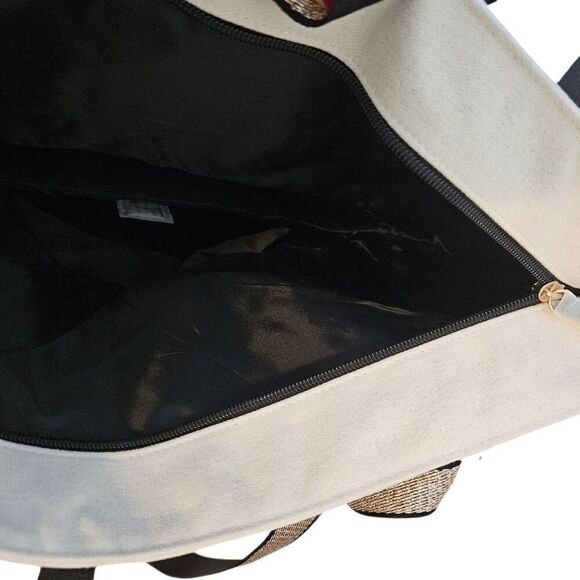 Victoria's Secret tote, cream with gold accents. - Picture 3 of 4